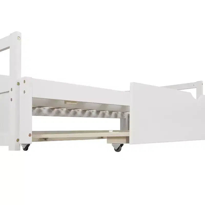 Lit de repos double en bois avec lit gigogne escamotable