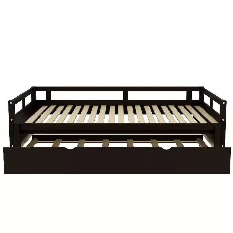 Lit de repos double en bois avec lit gigogne escamotable
