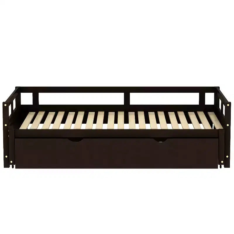 Lit de repos double en bois avec lit gigogne escamotable