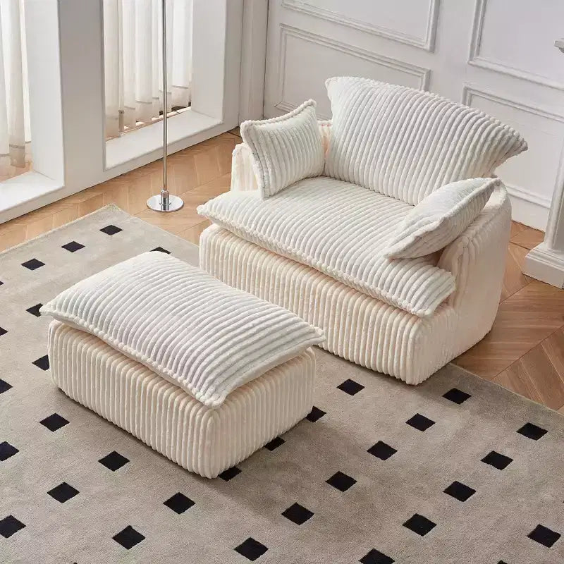 GDFStudio Arden Modern Convertible Corduroy Upholstered Chair with Ottoman