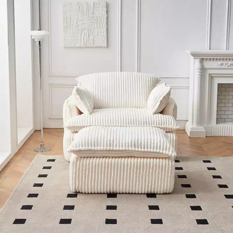 Fauteuil convertible moderne en velours côtelé avec pouf