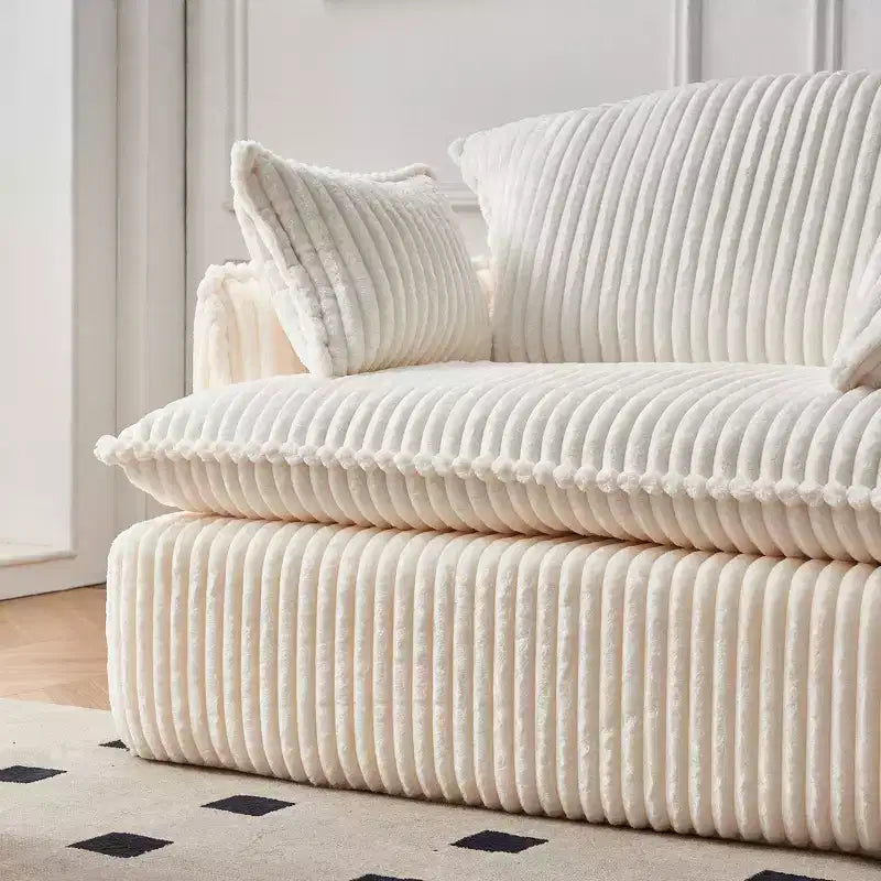 Fauteuil convertible moderne en velours côtelé avec pouf