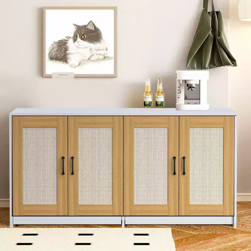Meuble TV en bois pour chat avec litière cachée et rangement