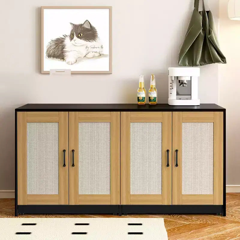 Meuble TV en bois pour chat avec litière cachée et rangement