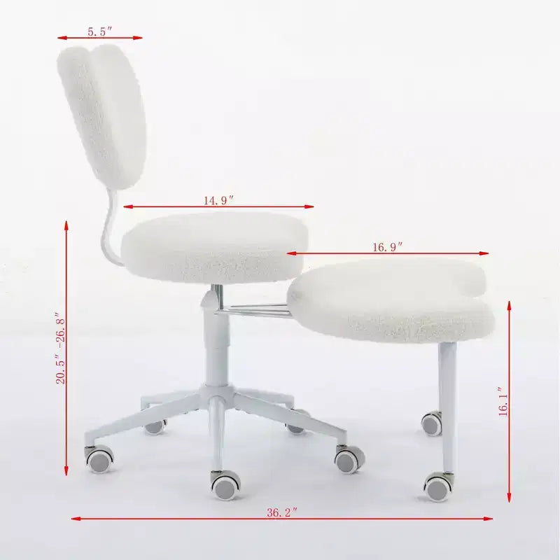 Chaise de bureau à jambes croisées avec hauteur réglable et tabouret à roulettes