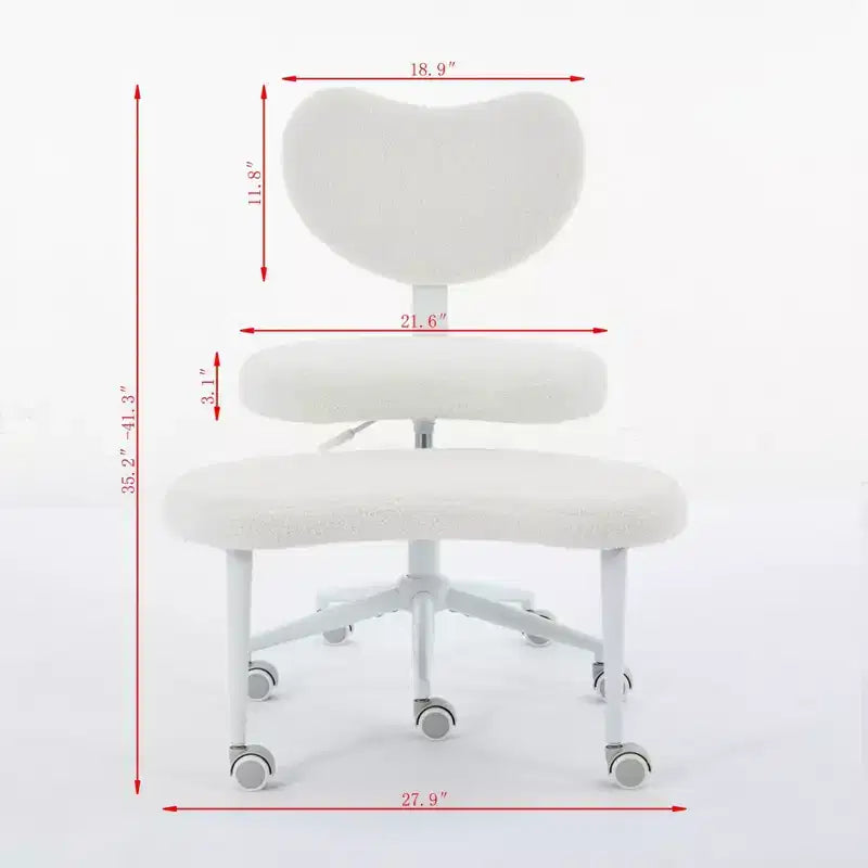 Chaise de bureau à jambes croisées avec hauteur réglable et tabouret à roulettes