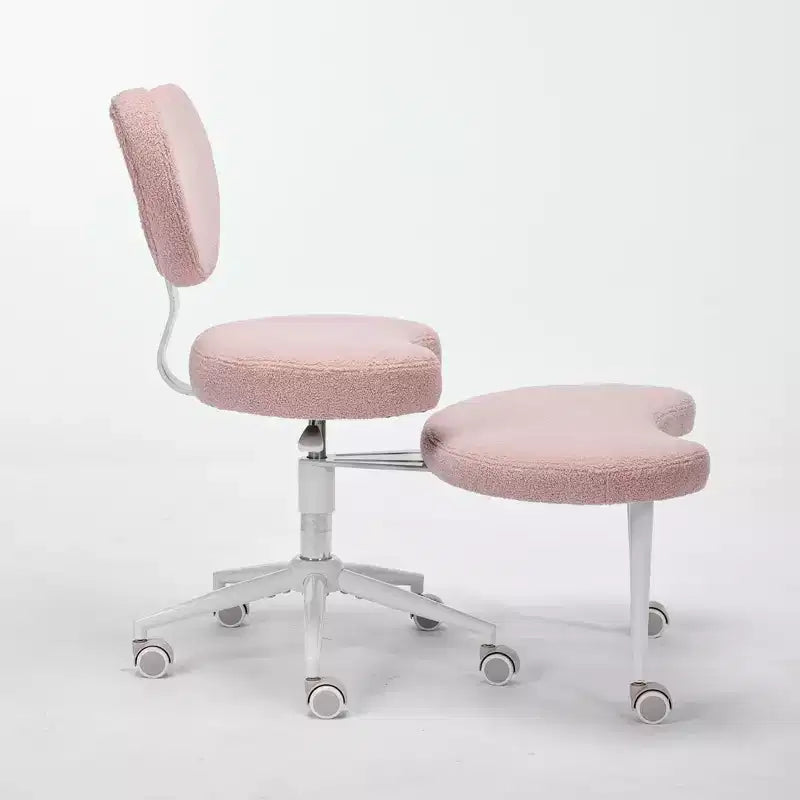 Chaise de bureau à jambes croisées avec hauteur réglable et tabouret à roulettes