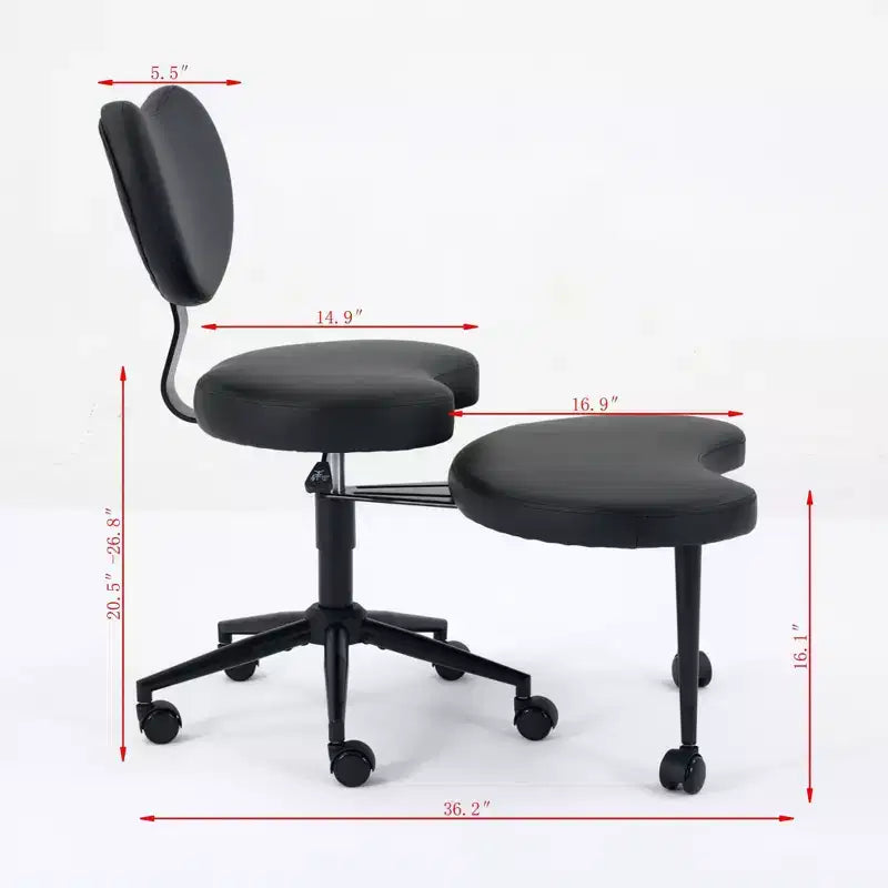 Chaise de bureau à jambes croisées avec hauteur réglable et tabouret à roulettes