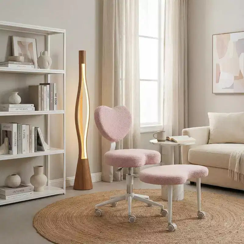 Chaise de bureau à jambes croisées avec hauteur réglable et tabouret à roulettes