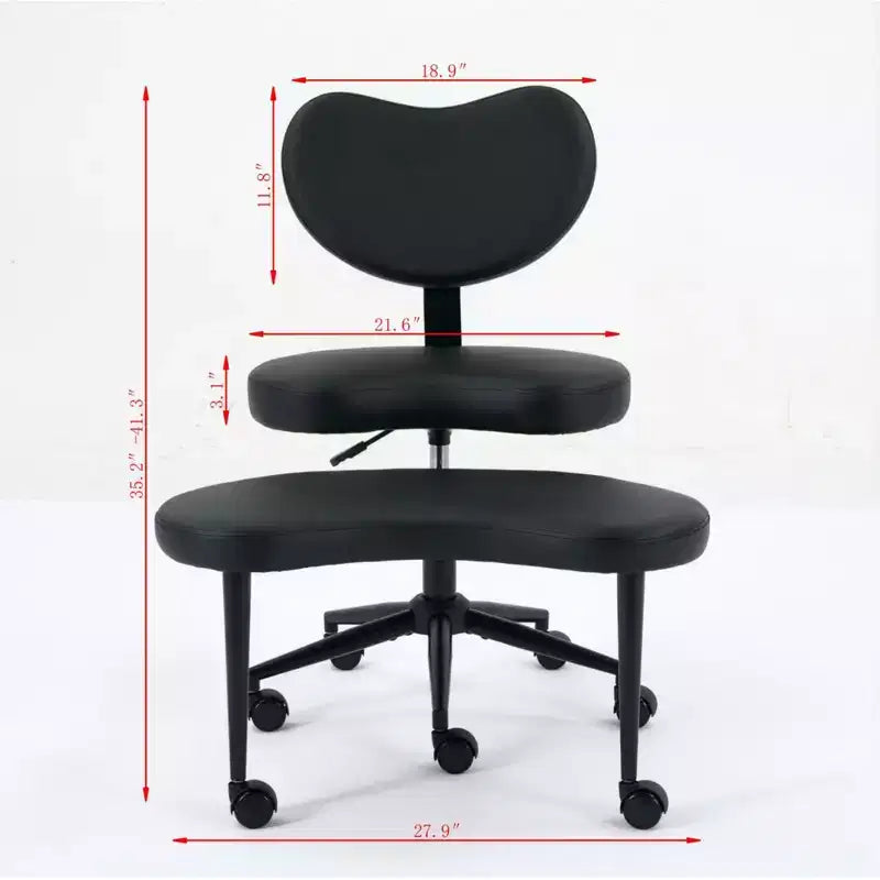 Chaise de bureau à jambes croisées avec hauteur réglable et tabouret à roulettes