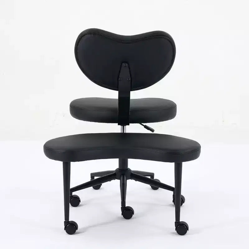 Chaise de bureau à jambes croisées avec hauteur réglable et tabouret à roulettes