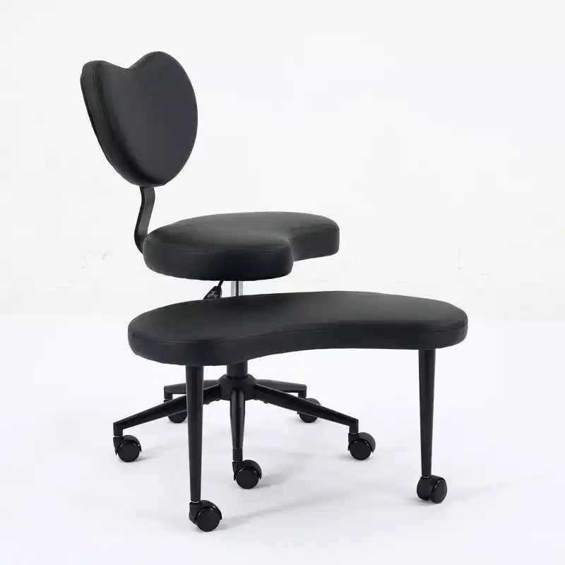 Chaise de bureau à jambes croisées avec hauteur réglable et tabouret à roulettes