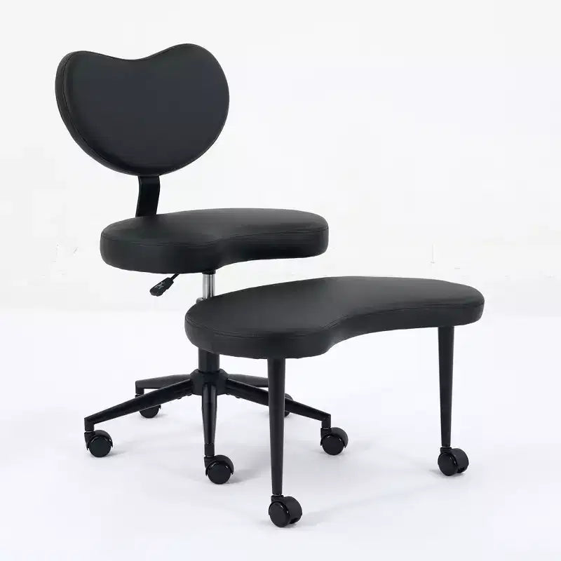 Homy Casa Cross-Legged Desk Chair with Adjustable Height and Rolling Stool