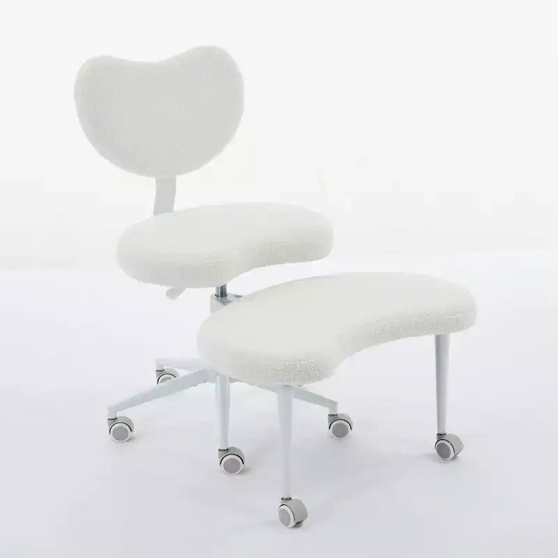 Chaise de bureau à jambes croisées avec hauteur réglable et tabouret à roulettes