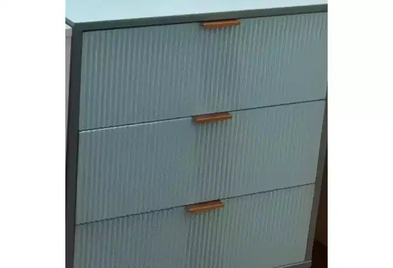 Acekool Modern Fluted Dresser, Wave Front Storage Cabinet for Bedroom, Natural Wood