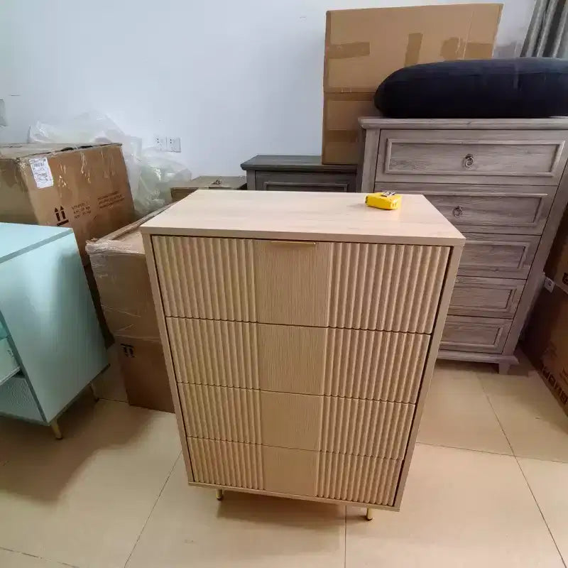 Commode cannelée moderne, Armoire de rangement à façade ondulée pour Chambre à coucher