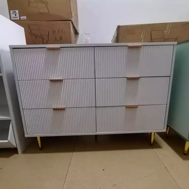 Commode cannelée moderne, Armoire de rangement à façade ondulée pour Chambre à coucher