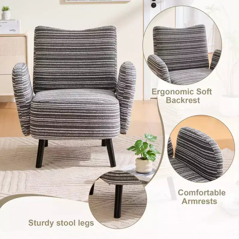 Fauteuil moderne en bouclette avec poche latérale de rangement
