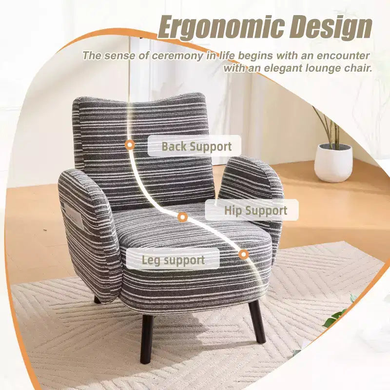Fauteuil moderne en bouclette avec poche latérale de rangement