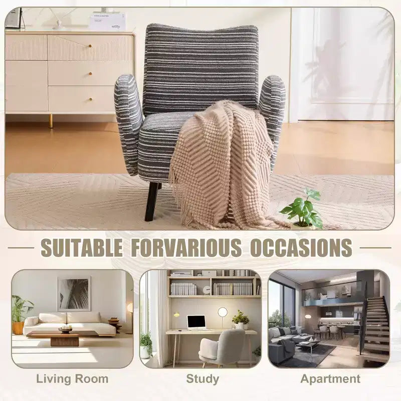 Fauteuil moderne en bouclette avec poche latérale de rangement
