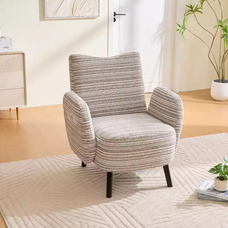 Fauteuil moderne en bouclette avec poche latérale de rangement