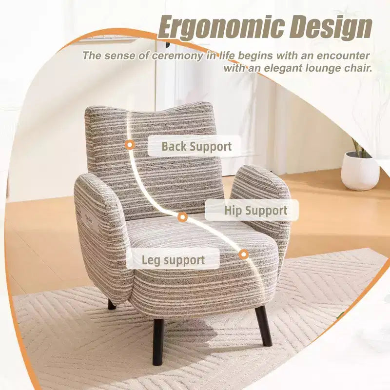Fauteuil moderne en bouclette avec poche latérale de rangement