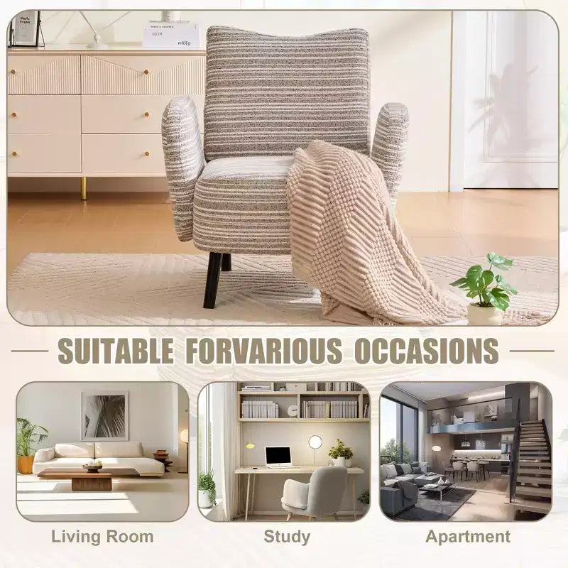 Fauteuil moderne en bouclette avec poche latérale de rangement