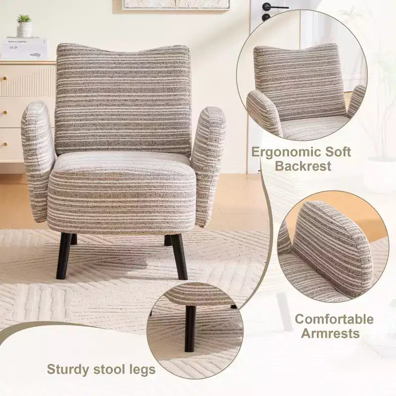 Fauteuil moderne en bouclette avec poche latérale de rangement