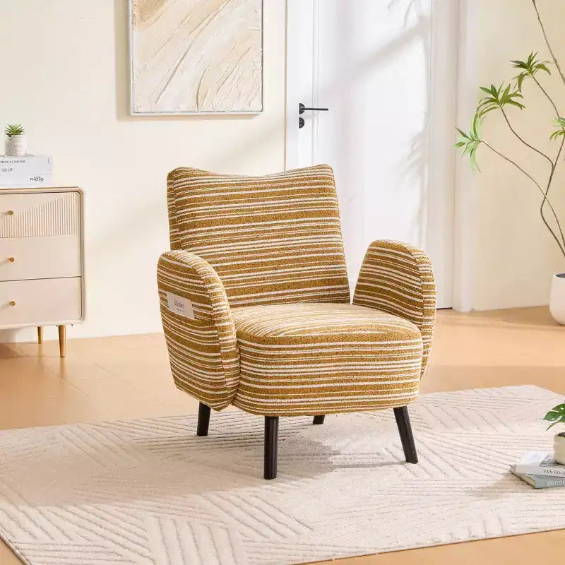 Fauteuil moderne en bouclette avec poche latérale de rangement