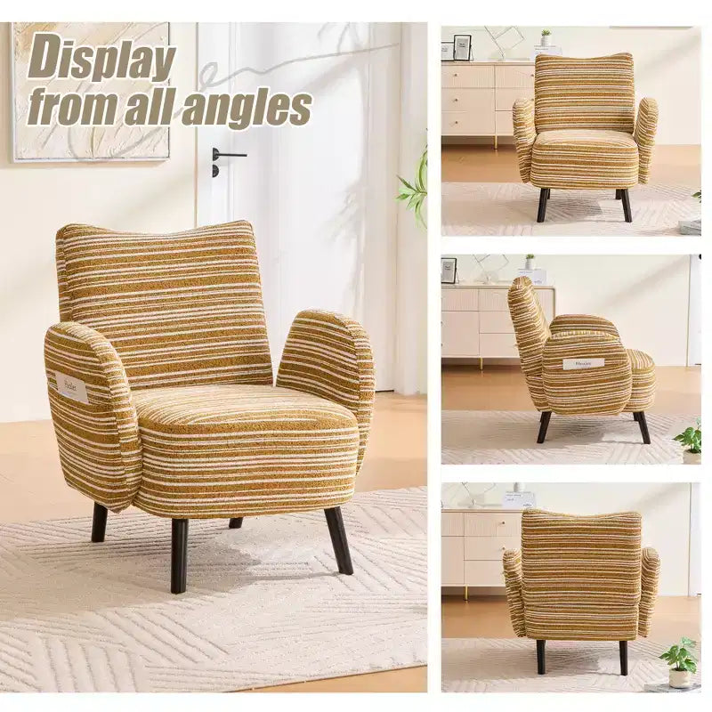 Fauteuil moderne en bouclette avec poche latérale de rangement