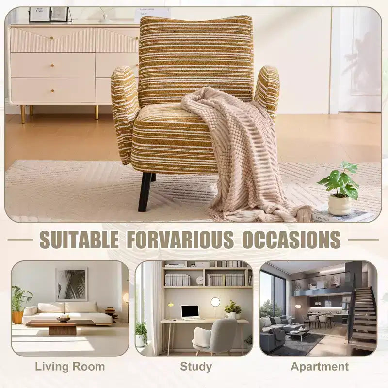 Fauteuil moderne en bouclette avec poche latérale de rangement