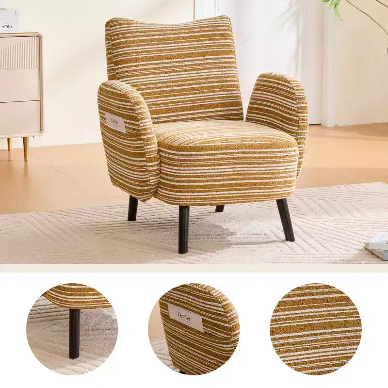 Fauteuil moderne en bouclette avec poche latérale de rangement