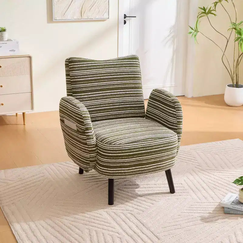 Fauteuil moderne en bouclette avec poche latérale de rangement