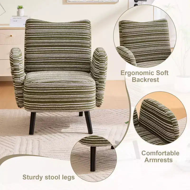 Fauteuil moderne en bouclette avec poche latérale de rangement