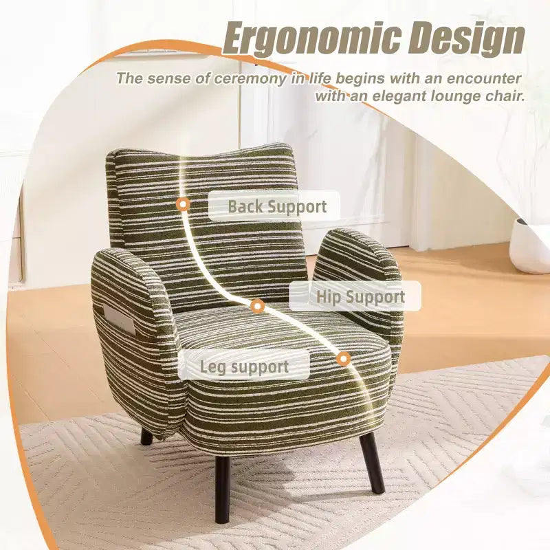 Fauteuil moderne en bouclette avec poche latérale de rangement
