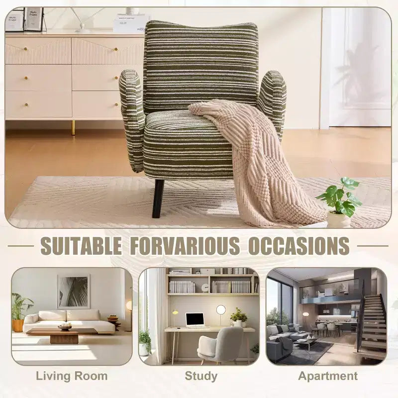 Fauteuil moderne en bouclette avec poche latérale de rangement