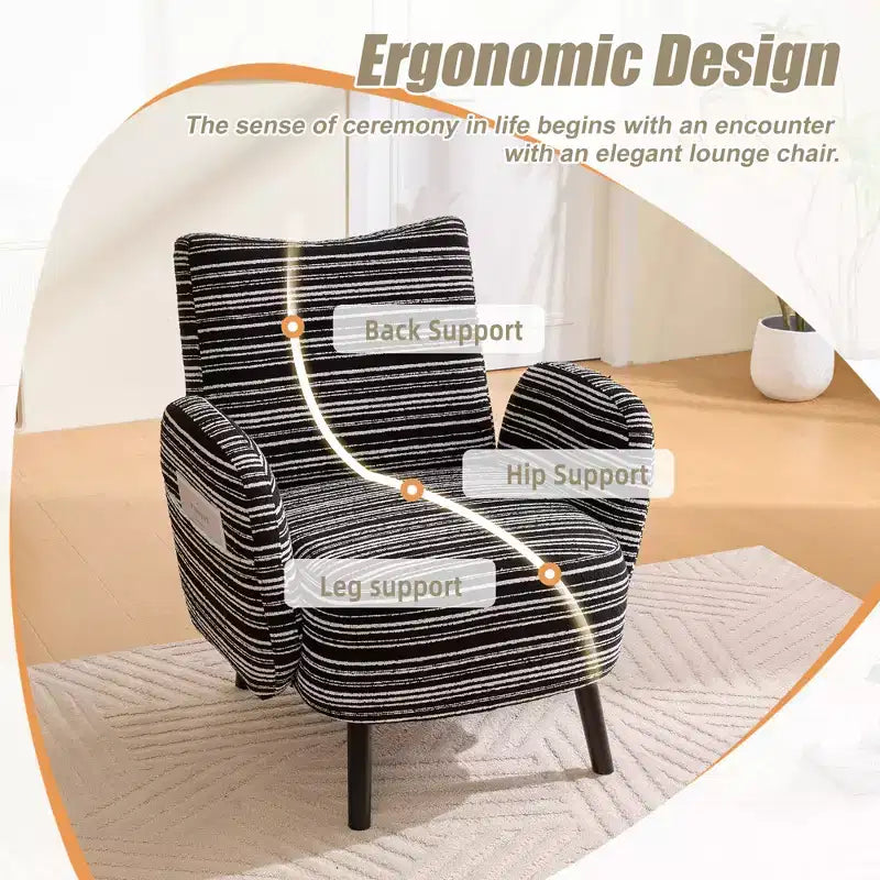 Fauteuil moderne en bouclette avec poche latérale de rangement