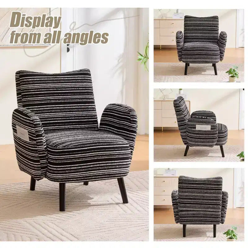 Fauteuil moderne en bouclette avec poche latérale de rangement
