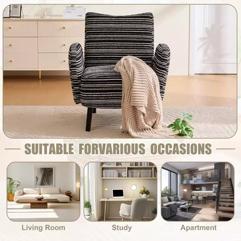 Fauteuil moderne en bouclette avec poche latérale de rangement