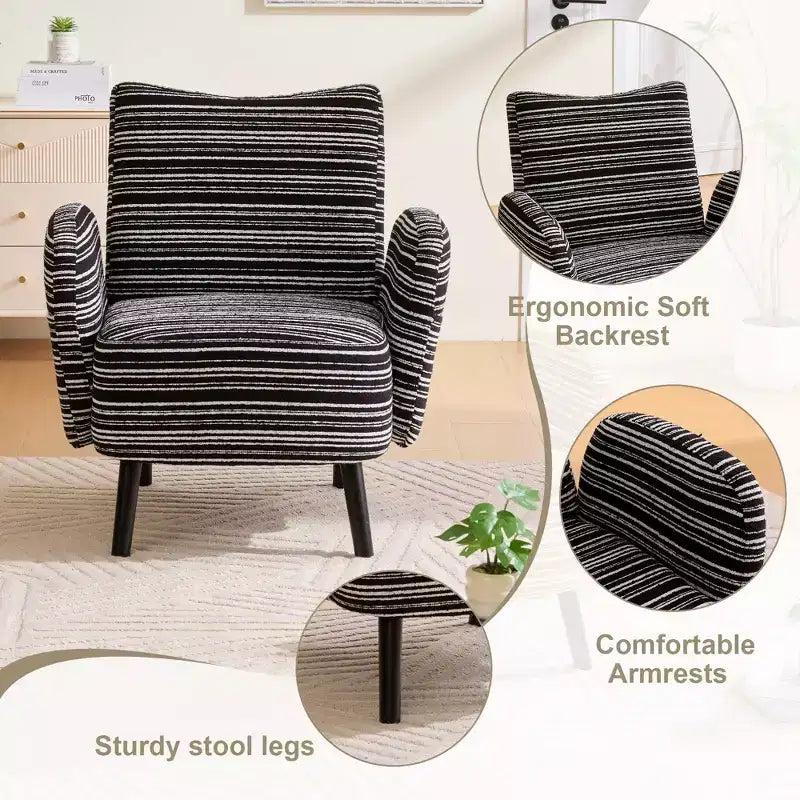 Fauteuil moderne en bouclette avec poche latérale de rangement