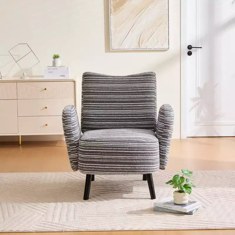 Fauteuil moderne en bouclette avec poche latérale de rangement