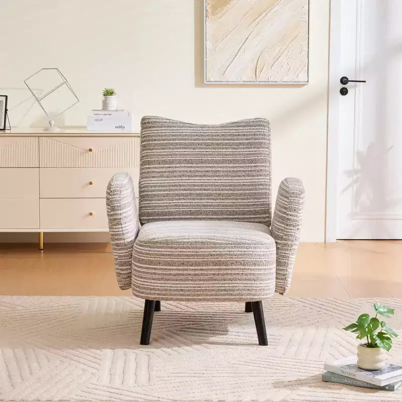 Fauteuil moderne en bouclette avec poche latérale de rangement