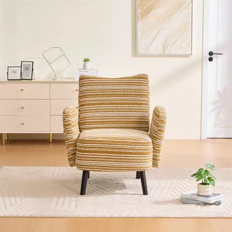 Fauteuil moderne en bouclette avec poche latérale de rangement