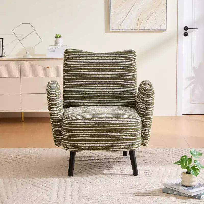 Fauteuil moderne en bouclette avec poche latérale de rangement