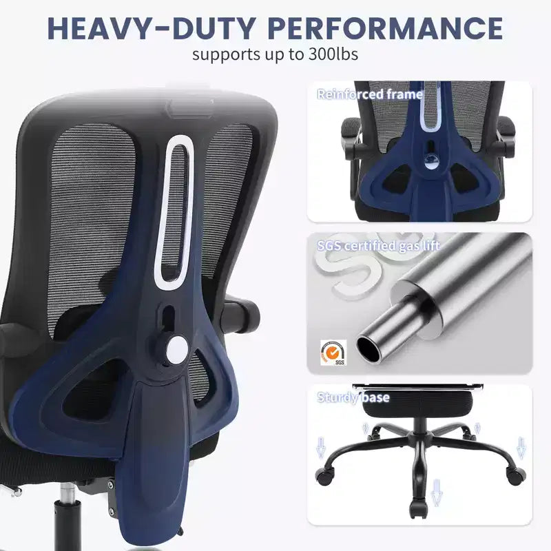 Chaise de bureau ergonomique à roulettes, Chaise de bureau à dossier haut en maille, Chaise d'ordinateur pivotante réglable en hauteur pour le travail ou le jeu