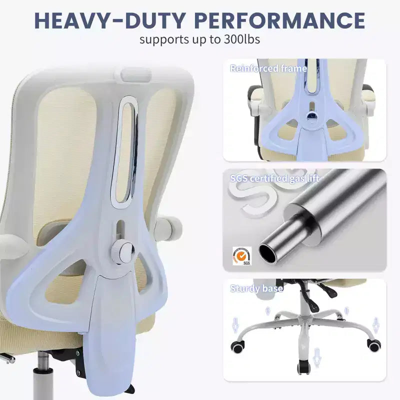 Chaise de bureau ergonomique à roulettes, Chaise de bureau à dossier haut en maille, Chaise d'ordinateur pivotante réglable en hauteur pour le travail ou le jeu