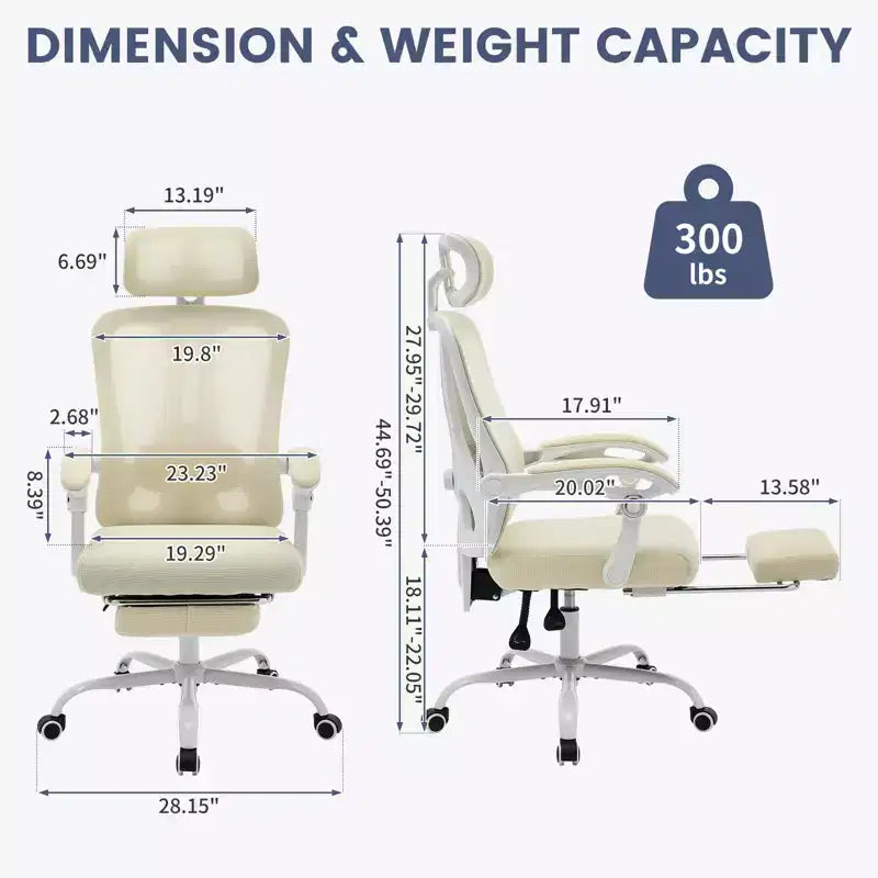 Chaise de bureau ergonomique à roulettes, Chaise de bureau à dossier haut en maille, Chaise d'ordinateur pivotante réglable en hauteur pour le travail ou le jeu