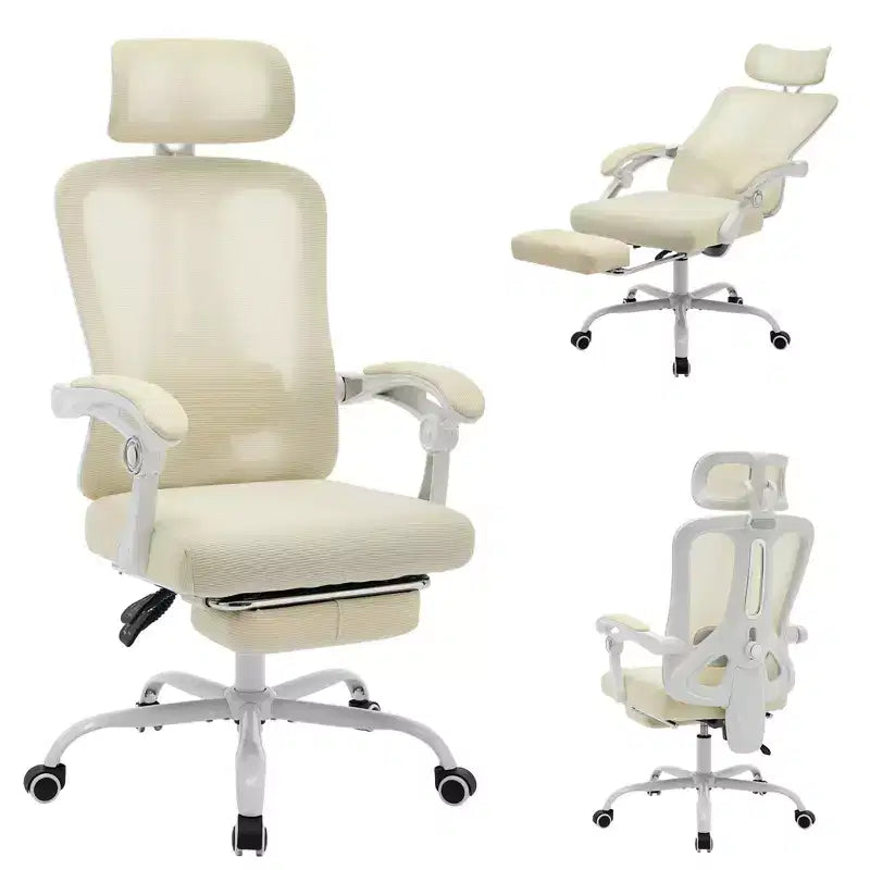 Chaise de bureau ergonomique à roulettes, Chaise de bureau à dossier haut en maille, Chaise d'ordinateur pivotante réglable en hauteur pour le travail ou le jeu