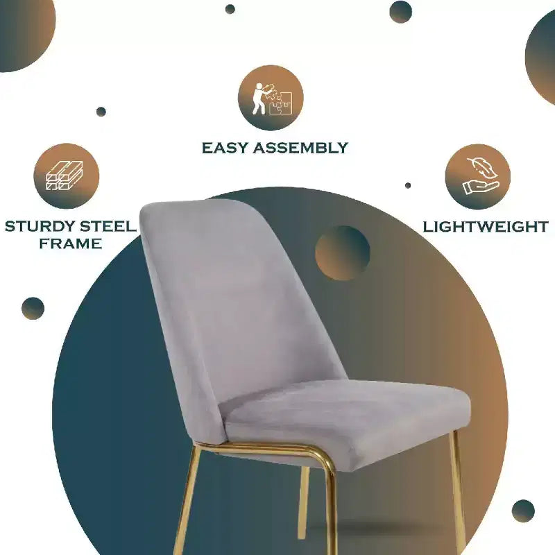 Chaise de salle à manger moderne capitonnée avec pieds en acier doré