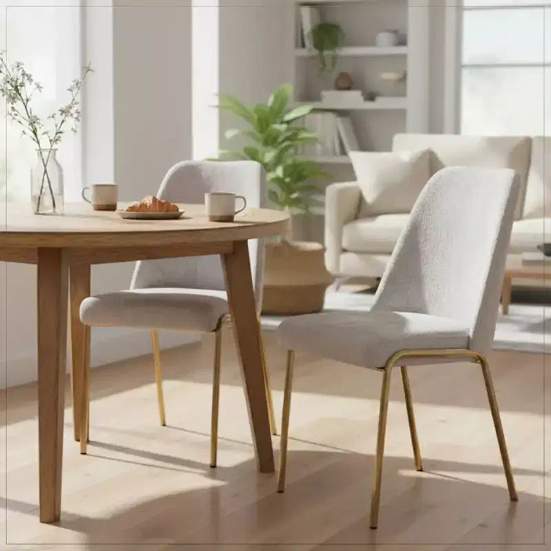 Chaise de salle à manger moderne capitonnée avec pieds en acier doré